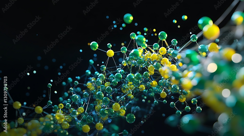 Wall mural a dynamic view of a molecular nano structure, with intricate atoms forming a complex network. the at