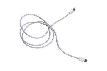USB Type C cable isolated on transparent background.