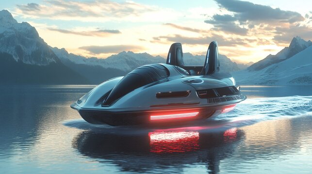 Futuristic Hovercraft Transportation - Powered by Adobe