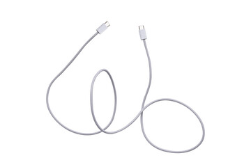 USB Type C cable isolated on transparent background.