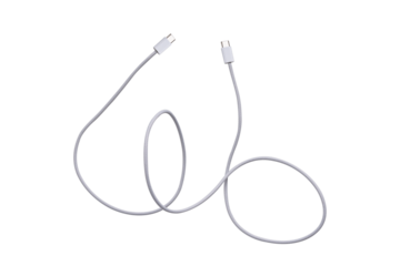 USB Type C cable isolated on transparent background.