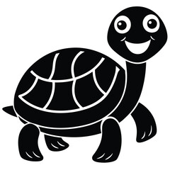 Happy Turtle Vector Graphic in Black | Stock Illustration