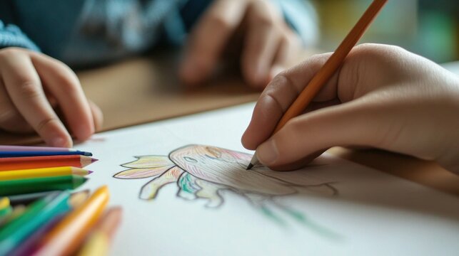 Artistic endeavor: child's creative expression through coloring pencils