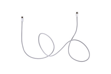 USB Type C cable isolated on transparent background.