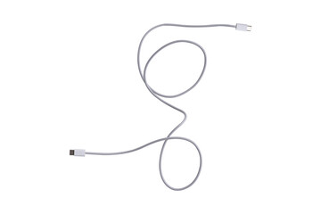 USB Type C cable isolated on transparent background.