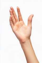 A hand is raised in the air, with the fingers spread out