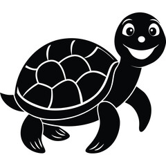 Happy Turtle Vector Graphic in Black | Stock Illustration