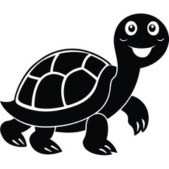 Happy Turtle Vector Graphic in Black | Stock Illustration