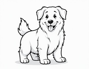 Fototapeta premium Happy White Fluffy Dog Cartoon Illustration