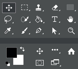 Set of tool icons for vector illustration and photoshop. Tool icons. Vector illustration