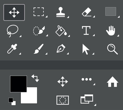 Set of tool icons for vector illustration and photoshop. Tool icons. Vector illustration