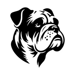 Bulldog's head is a black and white logo. EPS vector graphics.