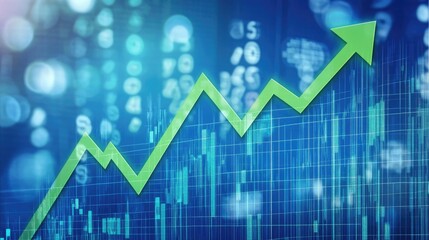 Obraz premium The green upward pointing arrow symbolizes financial growth and success
