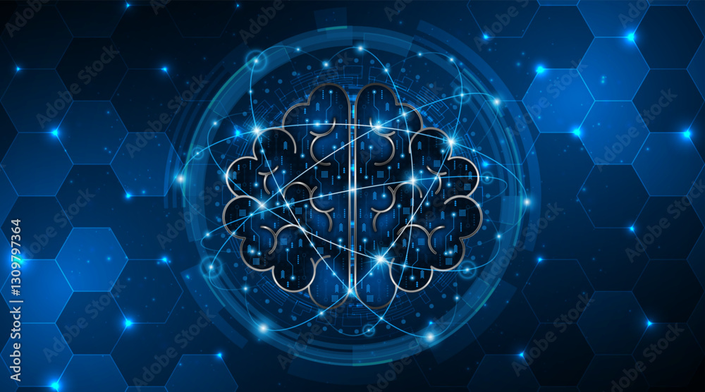 Leinwandbilder Circuit board of computer neural network or electronic artificial intelligence. Brain circuit technology. modern technology innovation concept background	