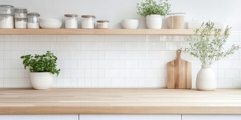 Fototapeta premium Embrace minimalist aesthetics in this modern Scandinavian-inspired kitchen.