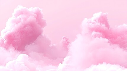 Naklejka premium Dreamy pastel pink cloudscape, cotton candy skies with gentle hues