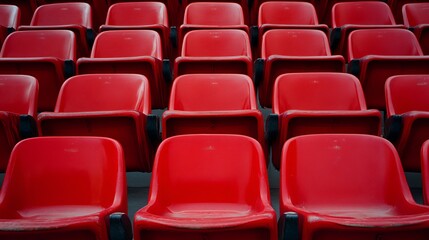 Obraz premium Vibrant Red Plastic Stadium Seats for Events
