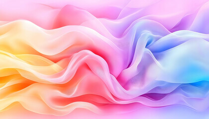 Pastel rainbow fabric flowing smoothly