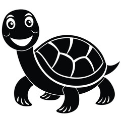 Happy Turtle Vector Graphic in Black | Stock Illustration