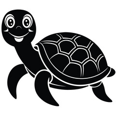 Happy Turtle Vector Graphic in Black | Stock Illustration
