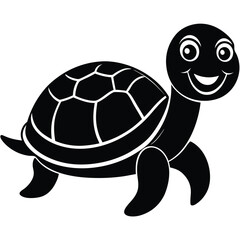 Happy Turtle Vector Graphic in Black | Stock Illustration