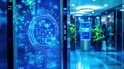 Fototapeta premium Futuristic Elevator Interface: Smart Building Technology