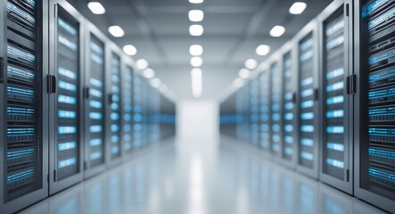 Fototapeta premium Modern Data Center with Rows of Server Racks