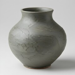 Handcrafted gray clay pottery vase with textured surface. Perfect for rustic, handmade, and interior design concepts