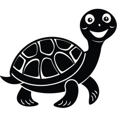 Happy Turtle Vector Graphic in Black | Stock Illustration
