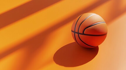 Obraz premium a basketball on an orange background, with striking light and shadows, 3D render