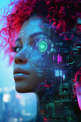 Futuristic AI-Generated Portrait of a Cybernetic Woman