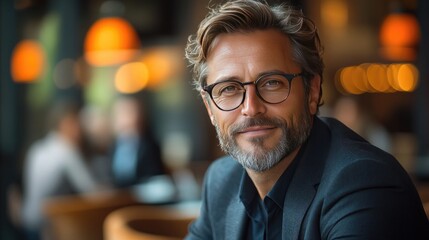 A professional conversation in a well-lit office setting, featuring a woman with curly hair in a light gray suit and glasses, gesturing as she speaks to a man in a navy jacket and white t-shirt.