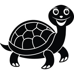 Happy Turtle Vector Graphic in Black | Stock Illustration