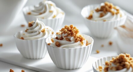 Whipped Cream Dessert Cups with Crunchy Topping - A Culinary Masterpiece
