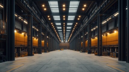 Obraz premium Spacious Modern Warehouse Interior with Natural Lighting Effects