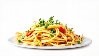 Delicious pasta with herbs and cherry tomatoes, culinary elegance