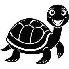 Happy Turtle Vector Graphic in Black | Stock Illustration