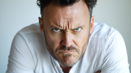 Obraz premium Close-up portrait of a middle-aged man, angry man