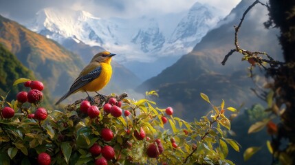 Colorful Himalayan Bulbul Perched in Vegetation
