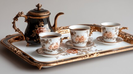 Fototapeta premium Elegant Tea Set on Tray