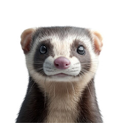 Adorable Ferret Close Up Portrait Sweet Curious Face