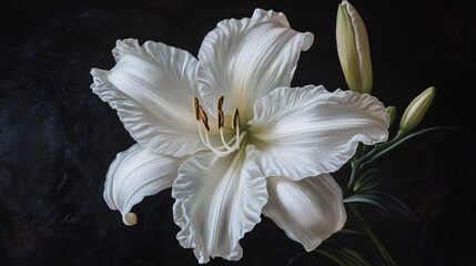 Blooming White Daylily Flower Image