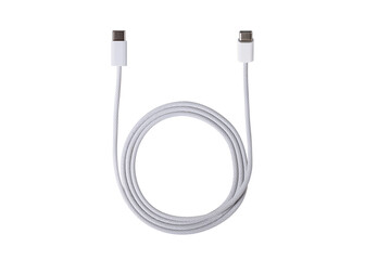 USB Type C cable isolated on transparent background.