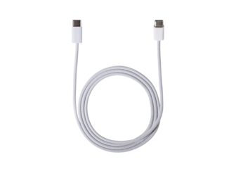 USB Type C cable isolated on transparent background.