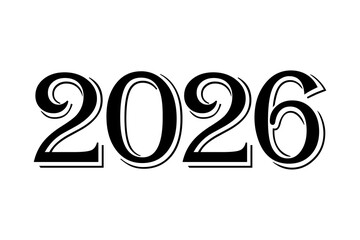 2026 Happy New Year logo design vector illustration icon. black logo and white background