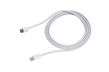 USB Type C cable isolated on transparent background.