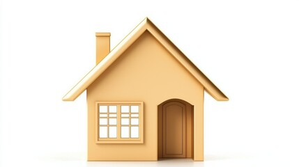 Golden House 3D Model on White Background