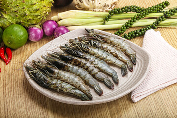 Fresh raw uncooked tiger prawn