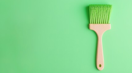 Green Paintbrush on Pastel Green Background