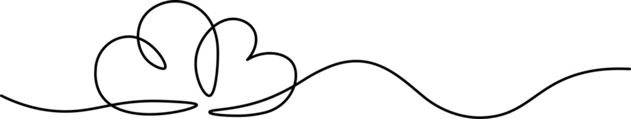 Two hearts in one continuous line drawing. Editable strokes. Doodle vector illustration